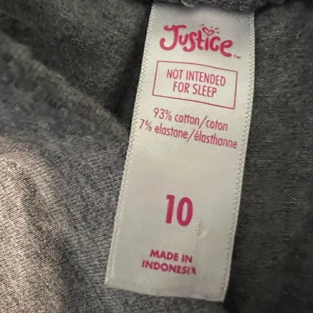 Justice adorable girls gray size 10 leggings w/stars & sequin iridescent unicorn